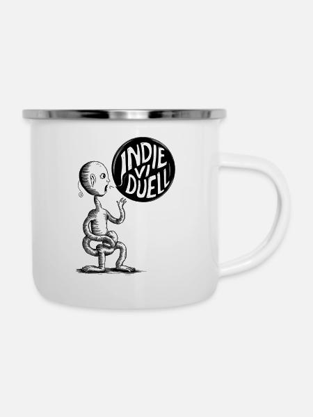 Individuell schwarz - Emaille-Tasse - Weiß