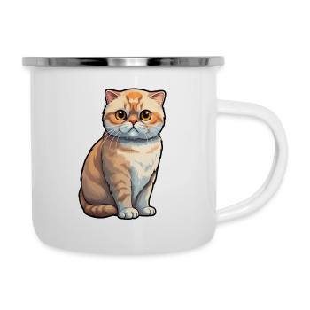 Scottish Fold Katze - Emaille-Tasse - Weiß - Rechts