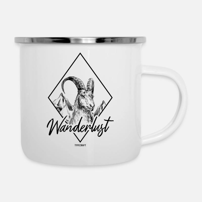 WANDERLUST - Emaille-Tasse - Weiß