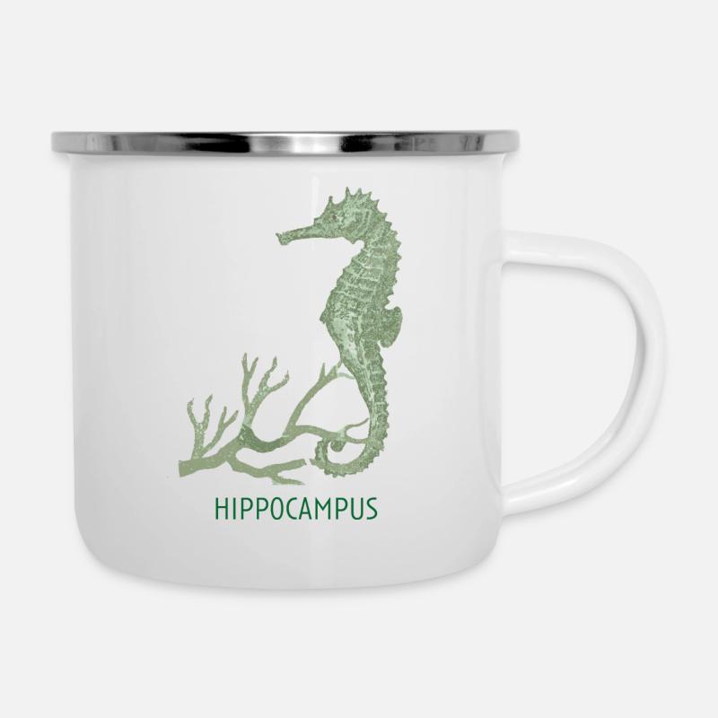 Hyppocampus - Emaille-Tasse - Weiß