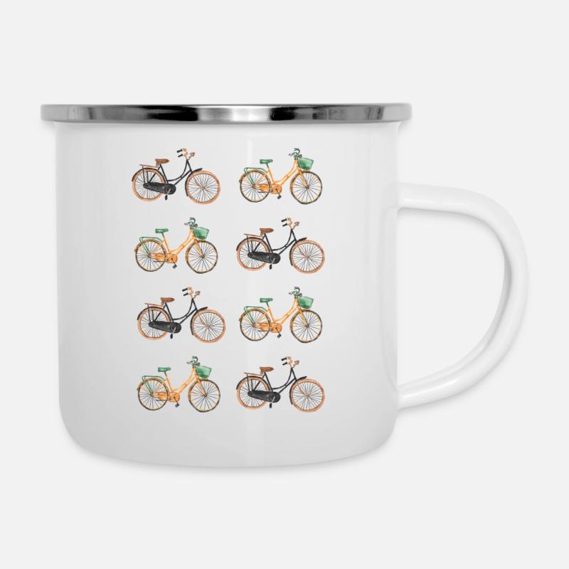 Vivid Vintage Bicycle Pattern - Camper Mug - white