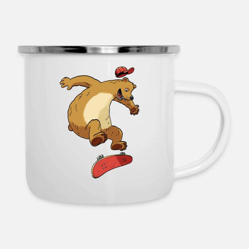 Bear on skateboard - Camper Mug - white