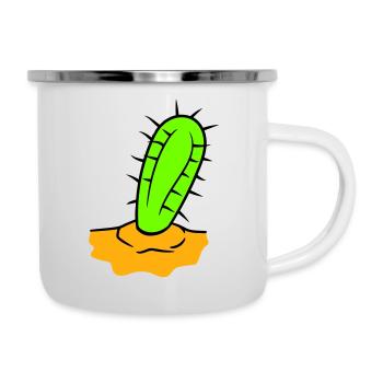 Kaktus Pflanze Stachelig Stacheln Wüsten Kakteen - Emaille-Tasse - Weiß - Rechts