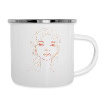 Woman face orange illustration - Camper Mug - white - Right