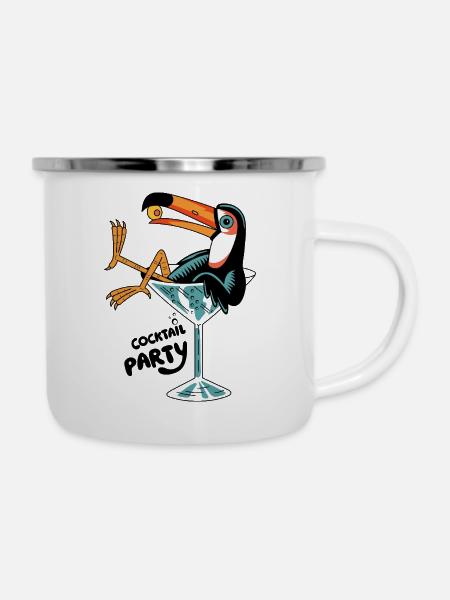 Party and toucan - Emaille-Tasse - Weiß