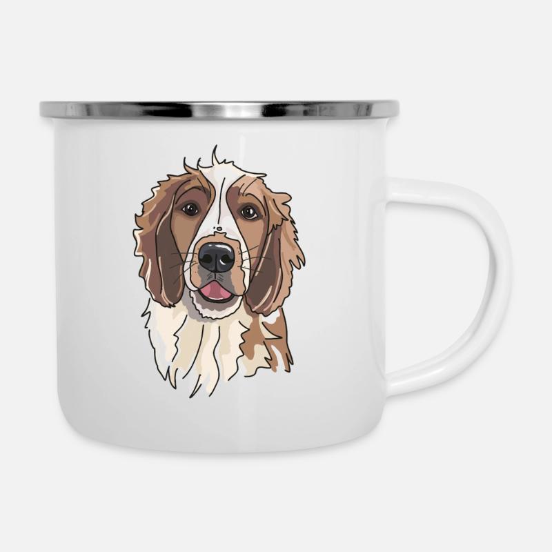 Welsh Springer Spaniel - Emaille-Tasse - Weiß