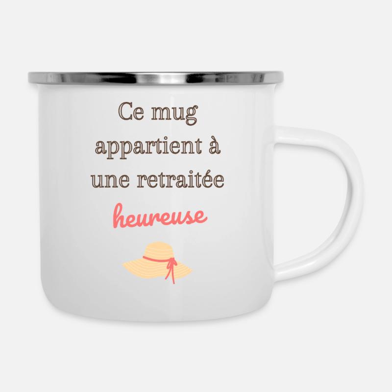 Ce mug appartient à une retraitée heureuse - Tasse émaillée - blanc