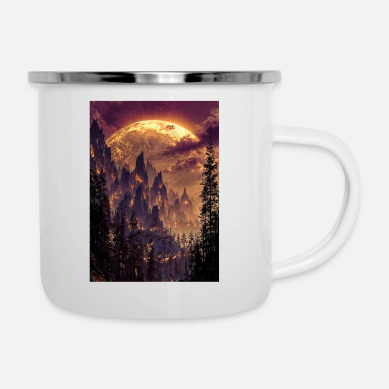 Fiery Summit at Dusk - Camper Mug - white