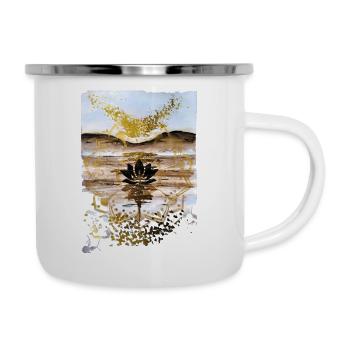 Golden Lotus on Desert Dusk - Camper Mug - white - Right