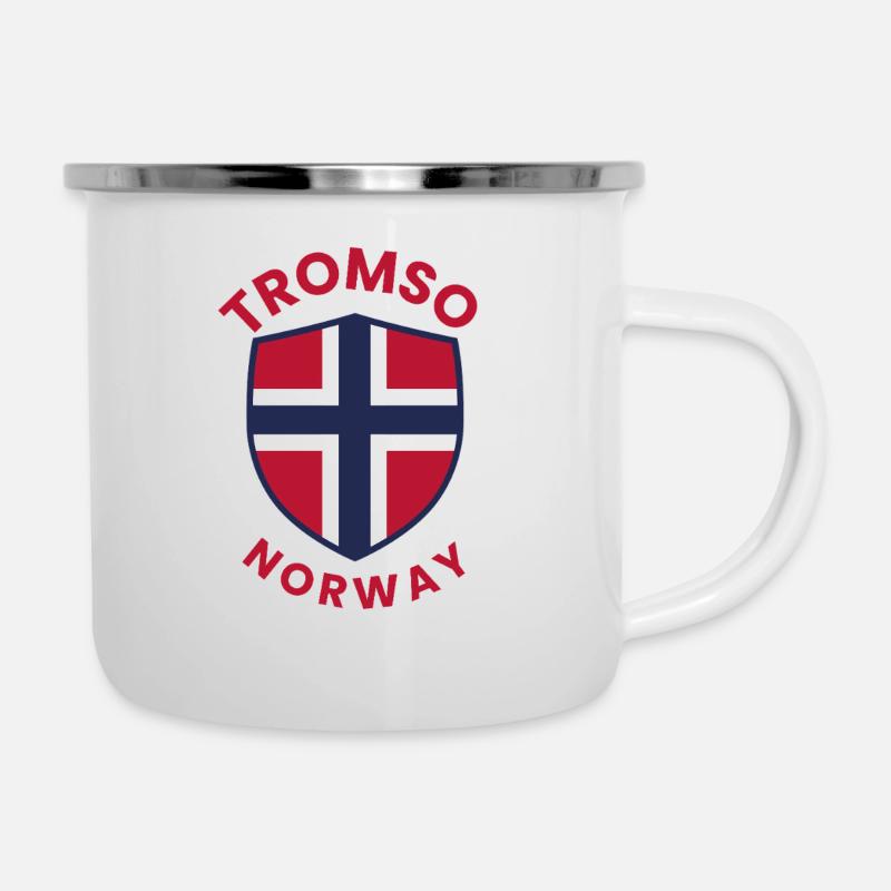 Tromsø Shield: Norway Flag - Camper Mug - white