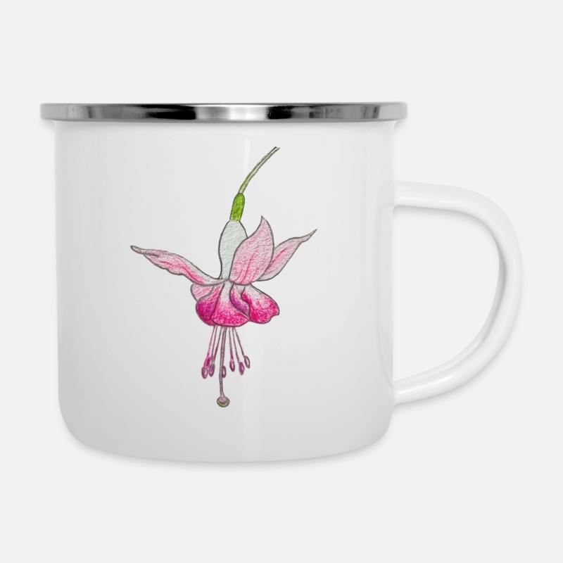 Fleur de fuchsia - Tasse émaillée - blanc