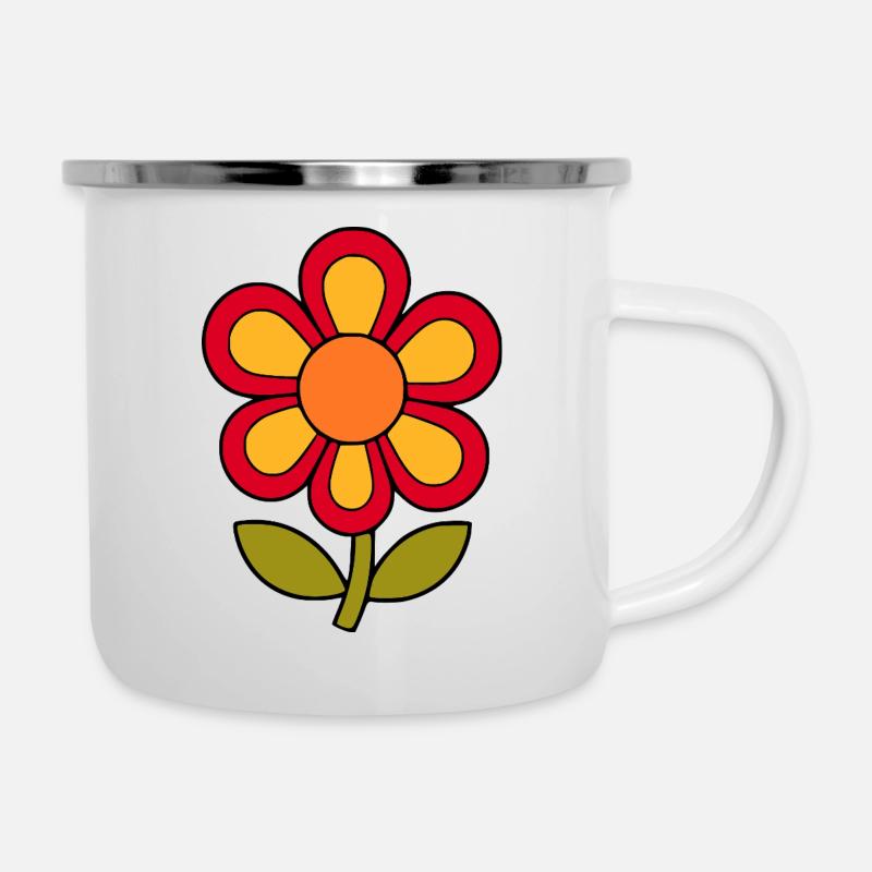 70s flower pattern retro flowerpower - Camper Mug - white
