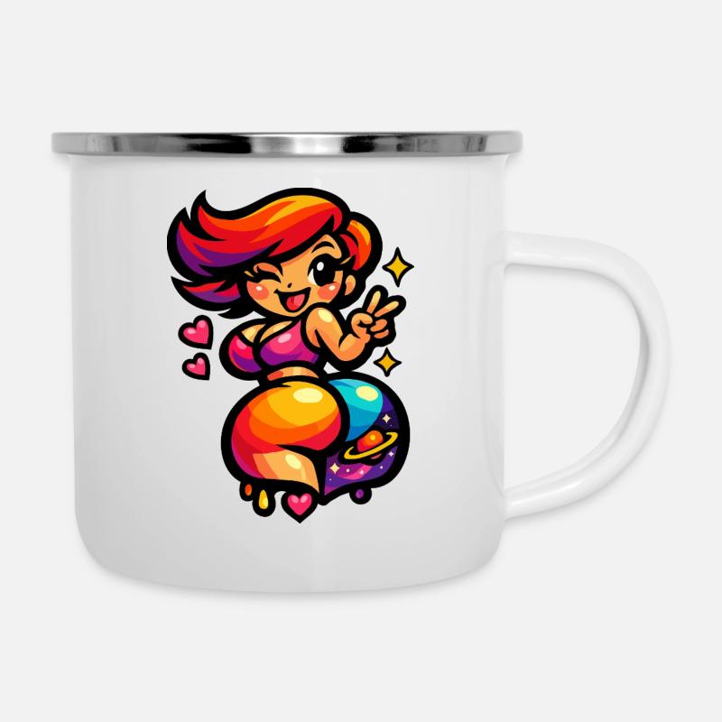 Kawaii Space-Dancing Woman - Camper Mug - white