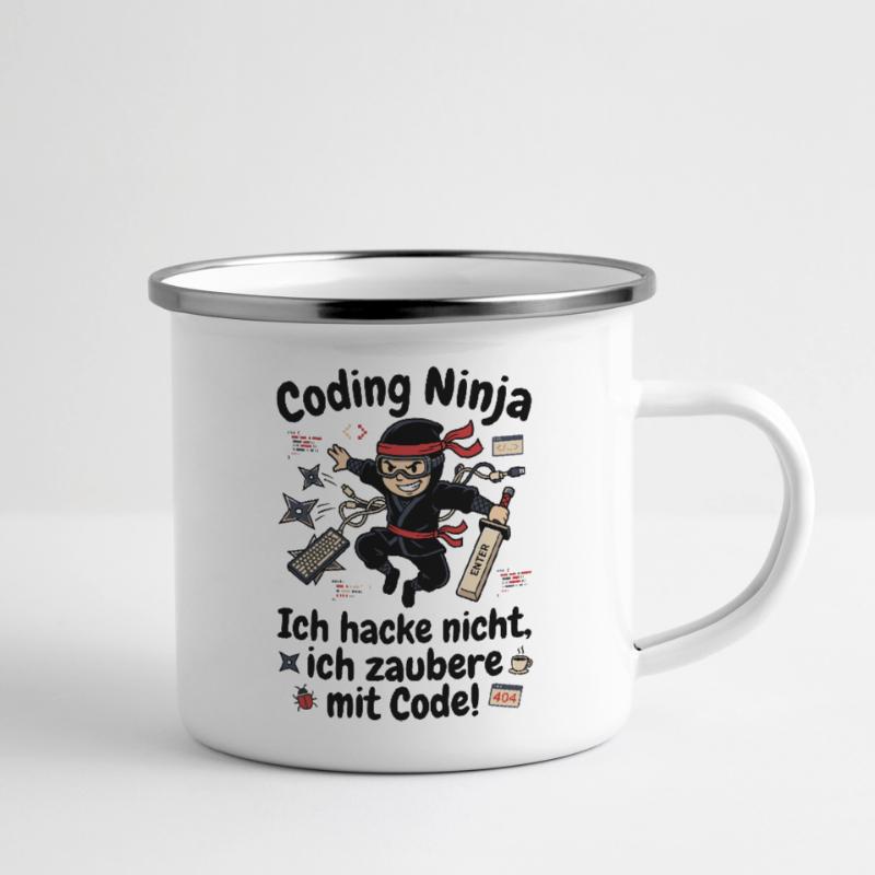Coder Ninja Programmierer Humor Emaille-Tasse