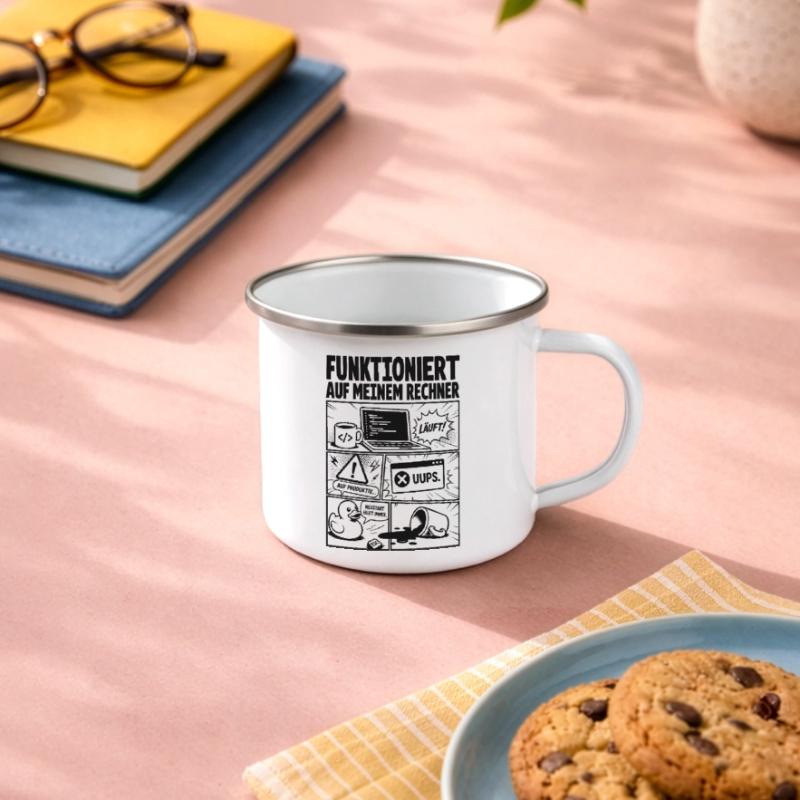 Läuft Coding Comic Design Emaille-Tasse