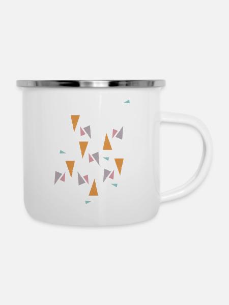 Pattern Mint - Emaille-Tasse - Weiß