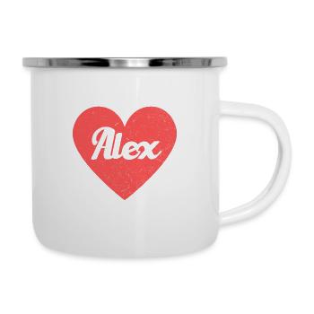 Alex Name Red Heart Love Fan Retro - Camper Mug - white - Right