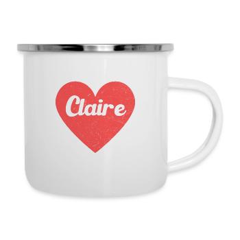 Claire Nom Coeur Rouge Amour Fan Rétro - Tasse émaillée - blanc - Droite