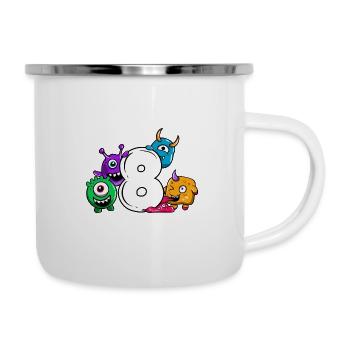 Monster eighth birthday 8 year gift - Camper Mug - white - Right