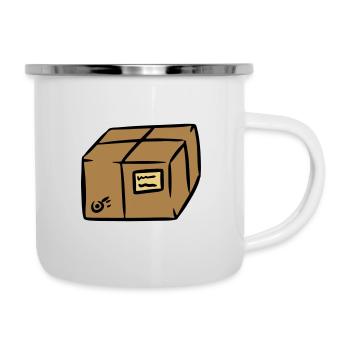 Paket package paquet Paketpost postman Sendung - Emaille-Tasse - Weiß - Rechts