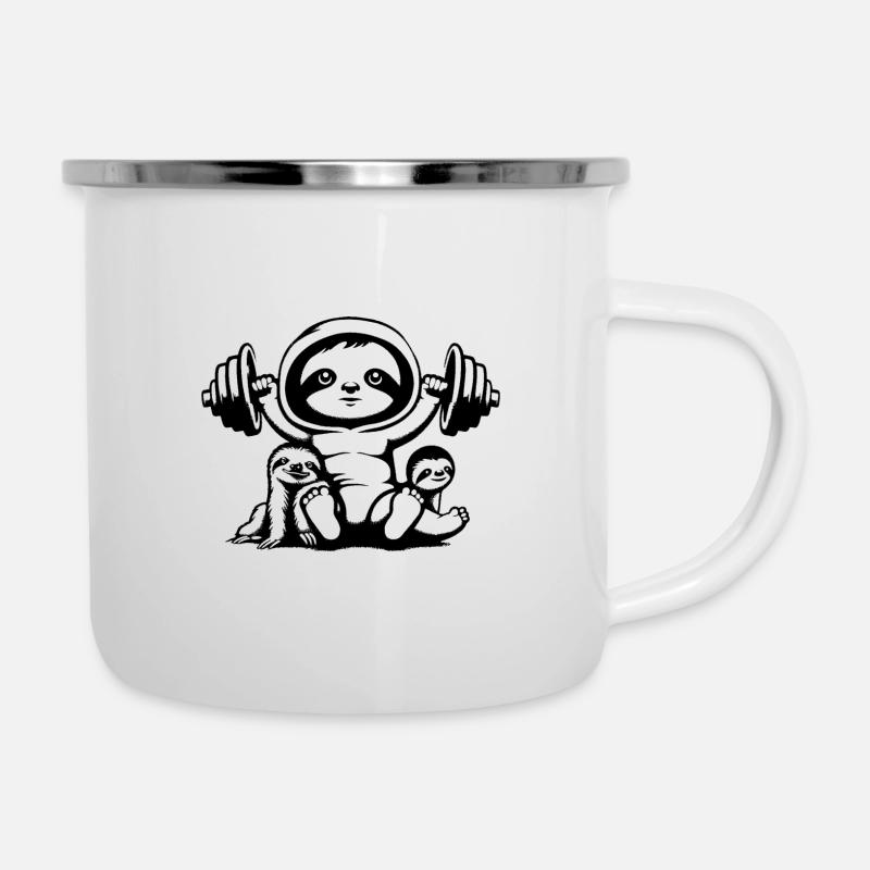 inspiredby.Faultier mit Kraft - Emaille-Tasse - Weiß
