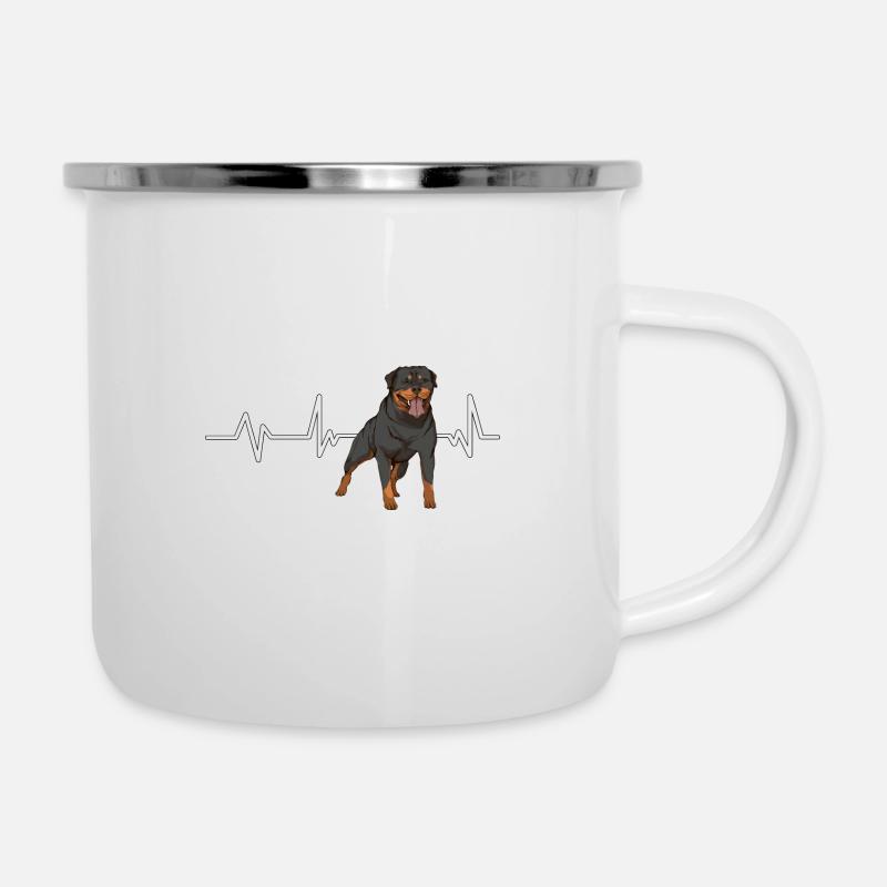Rottweiler Heartbeat - Camper Mug - white