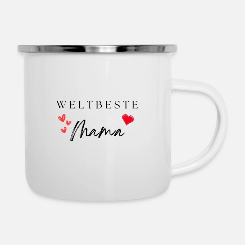 weltbeste Mama - Emaille-Tasse - Weiß