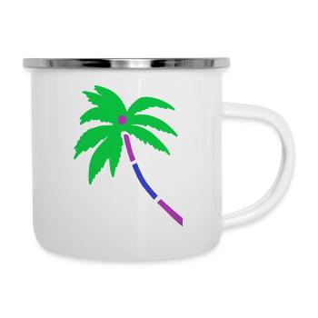 Palme Bunt dreifarbig - Emaille-Tasse - Weiß - Rechts