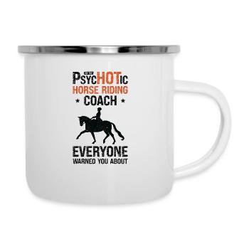 Reiten Reitlehrer Lustiger Psychotischer - Emaille-Tasse - Weiß - Rechts
