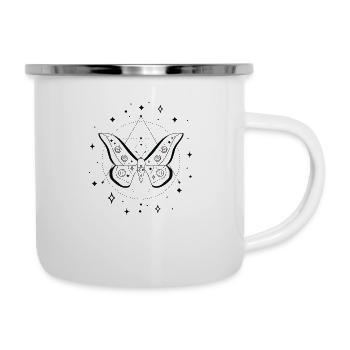 Himmlischer Schmetterling Line Art Insekt Fan - Emaille-Tasse - Weiß - Rechts