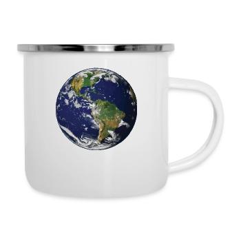 Planet Erde - Emaille-Tasse - Weiß - Rechts