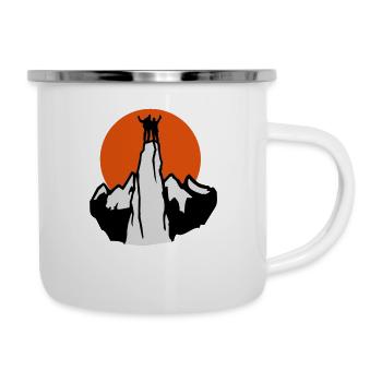 Grimpeurs dans le coucher du soleil - Tasse émaillée - blanc - Droite