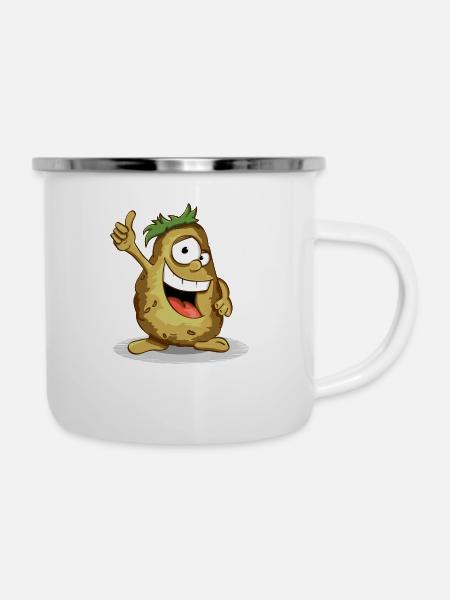 "Mahlzeit" - Emaille-Tasse - Weiß