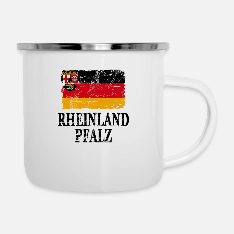 Drapeau de la Rhénanie Palatinat - drapeau - Tasse émaillée - blanc