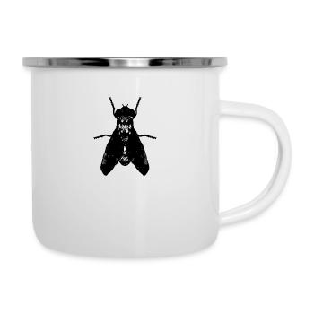 Insekt Insekten Fliege künstlerisch - Emaille-Tasse - Weiß - Rechts