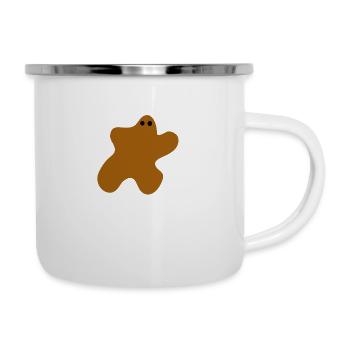 Tache brune avec les yeux - Tasse émaillée - blanc - Droite