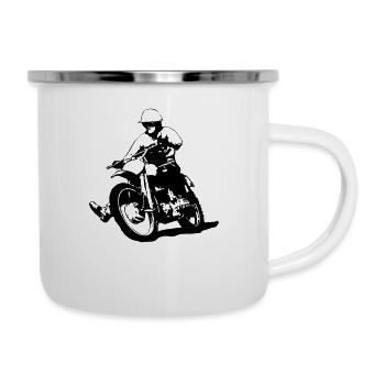 Classic Motocross - Moto Cross - MX - Emaille-Tasse - Weiß - Rechts
