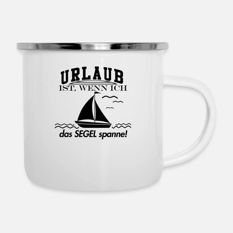 Urlaub Boot mit Yacht mit Seegel auf dem Boot - Emaille-Tasse - Weiß