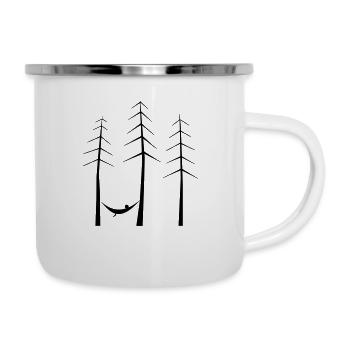 Hängematte im Wald - Emaille-Tasse - Weiß - Rechts