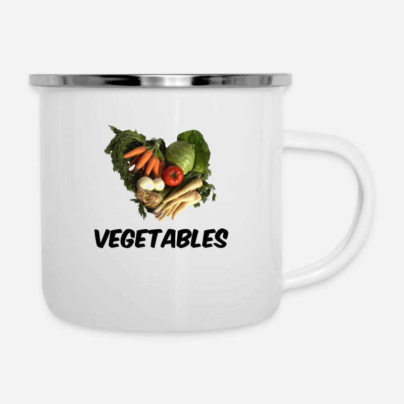 GEMÜSE - Emaille-Tasse - Weiß