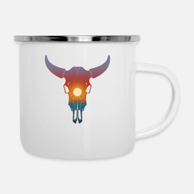 Crâne coucher de soleil - Tasse émaillée - blanc