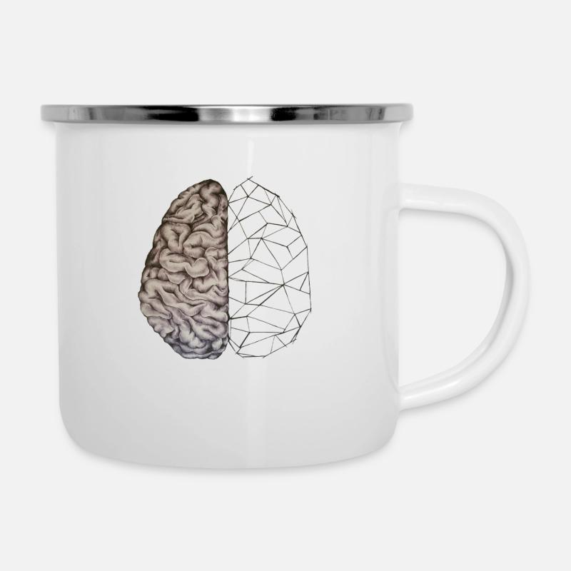 Anatomic Brain Original Drawing - Emaille-Tasse - Weiß