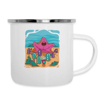 Starfish in underwater city - Camper Mug - white - Right