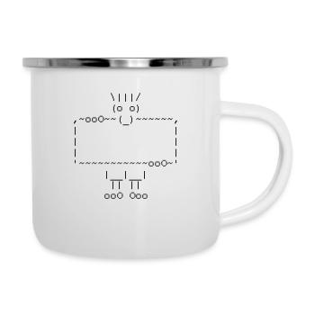 ascii art: troll + your text - Tasse émaillée - blanc - Droite