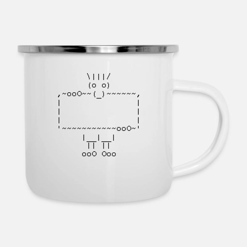 ascii art: troll + your text - Tasse émaillée - blanc