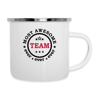 Team awesome - Beste Mannschaft aller Zeiten - Emaille-Tasse - Weiß - Rechts