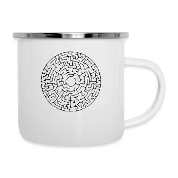 Labyrinth rund - Emaille-Tasse - Weiß - Rechts