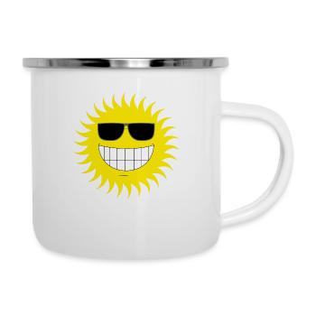 Sonne - Emaille-Tasse - Weiß - Rechts