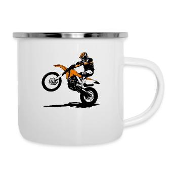 Motocross - Emaille-Tasse - Weiß - Rechts