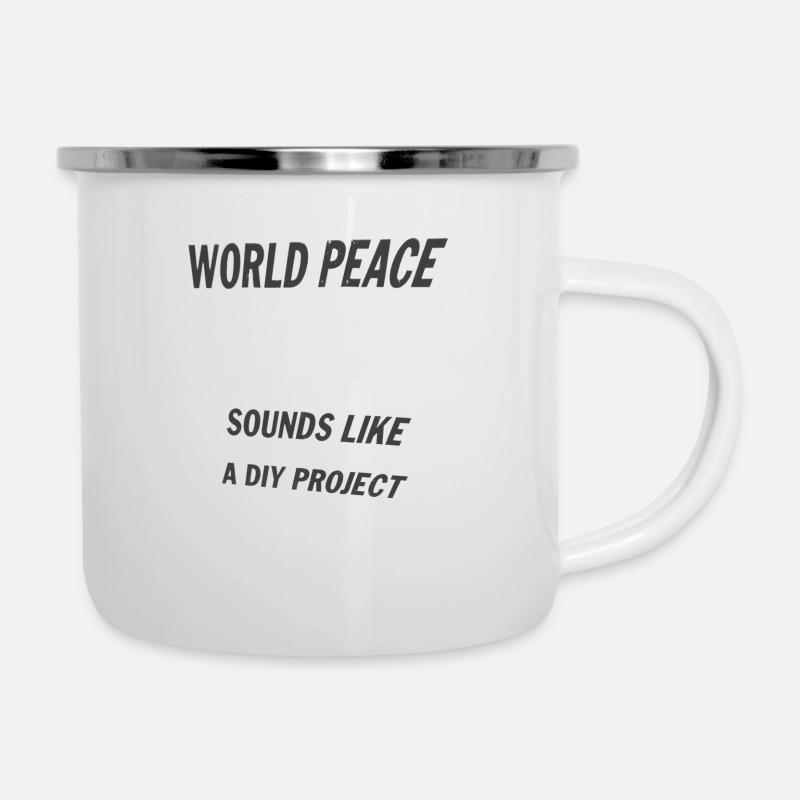 WORLD PEACE worldpeace Weltfrieden Frieden - Emaille-Tasse - Weiß